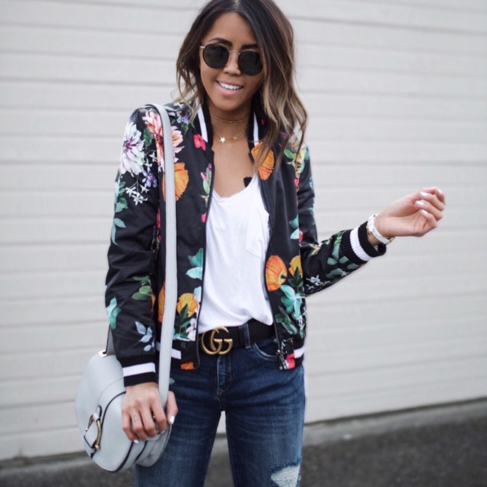 Blank NYC Reversible Wild Orchid Bomber Jacket